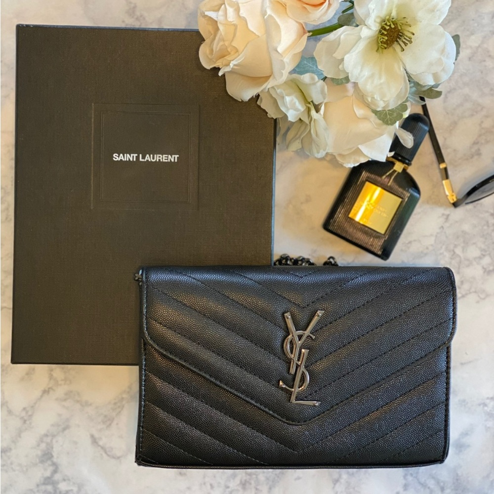 1:1 Saint Laurent Cassandra Matelassé Wallet-On-Chain. YSL Yves Saint Laurent